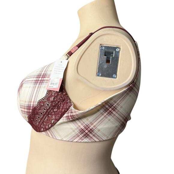 Cacique Balconette Lightly Lined Bra Size 46C in Cream and Burgundy - Picture 3 of 9